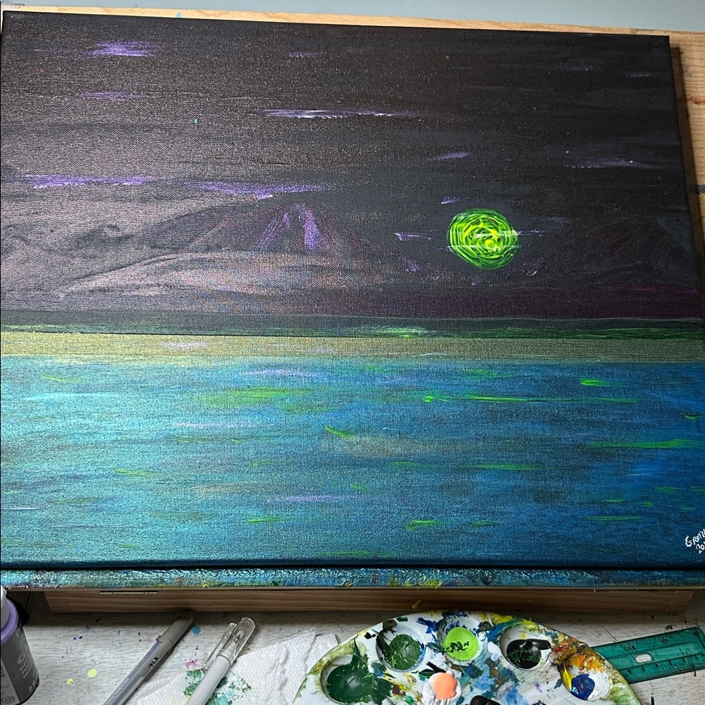 Emerald Night Sky Canvas Art